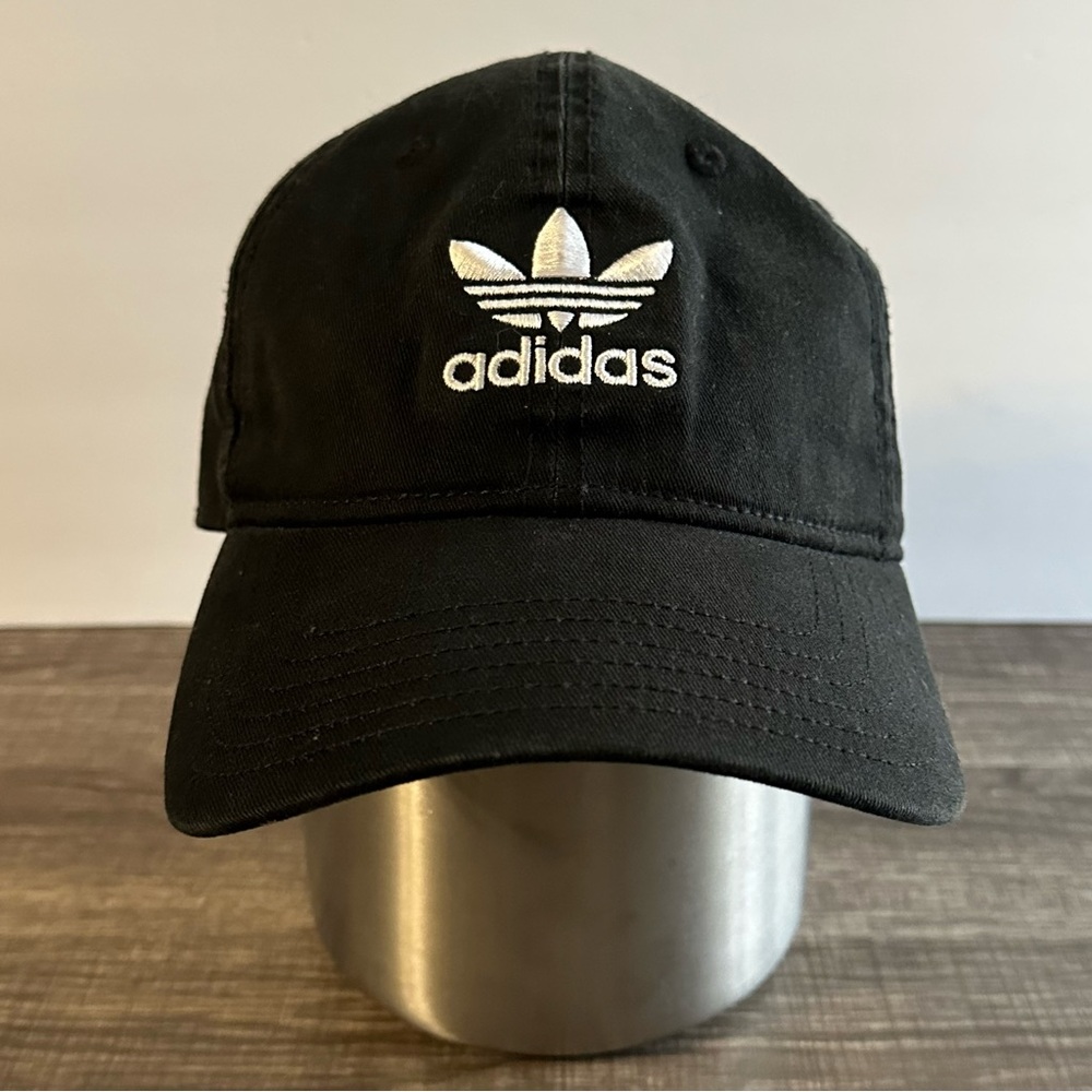 Adidas Classic Black Hat with White Embroidered Emblem Unisex Adult OSFM